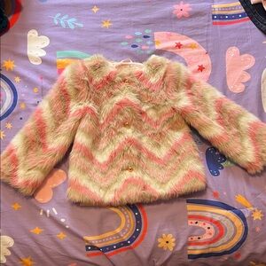 Gorgeous pink fur Janie and Jack coat, EUC size 2T